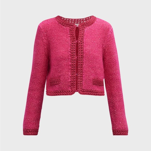 NWT $595 Alice + Olivia Noella Sequin Boucle Cropped Cardigan - Picture 10 of 10